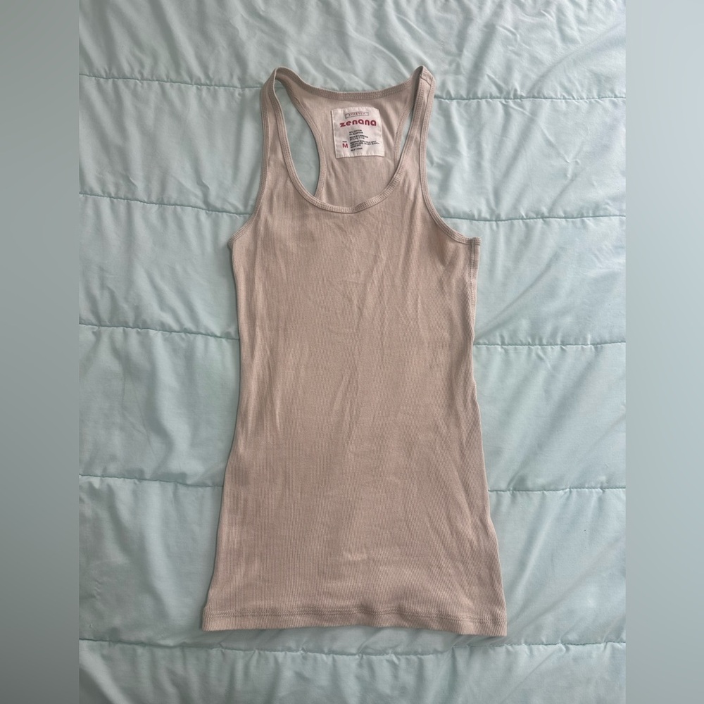 Zenana Outfitters Cream Ribbed Tank